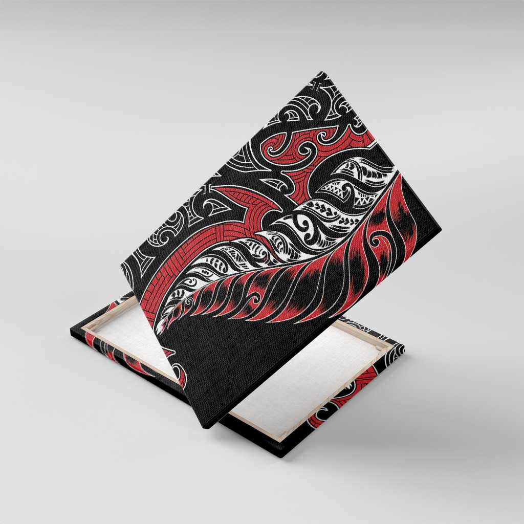 Koru Fern New Zealand Canvas Wall Art Maori Tribal Pattern LT9 With Frame Red - Polynesian Pride