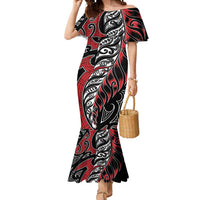 Koru Fern New Zealand Mermaid Dress Maori Tribal Pattern LT9 Women Red - Polynesian Pride