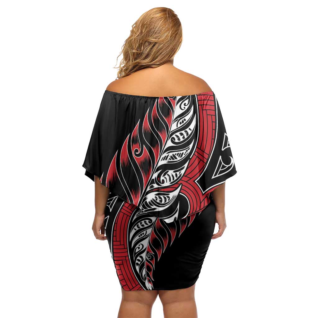 Koru Fern New Zealand Off Shoulder Short Dress Maori Tribal Pattern LT9 - Polynesian Pride