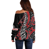 Koru Fern New Zealand Off Shoulder Sweater Maori Tribal Pattern LT9 - Polynesian Pride