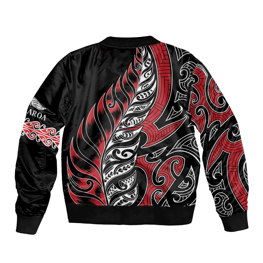 Koru Fern New Zealand Sleeve Zip Bomber Jacket Maori Tribal Pattern LT9 - Polynesian Pride