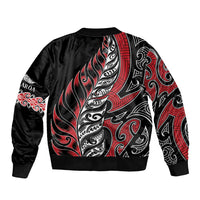 Koru Fern New Zealand Sleeve Zip Bomber Jacket Maori Tribal Pattern LT9 - Polynesian Pride