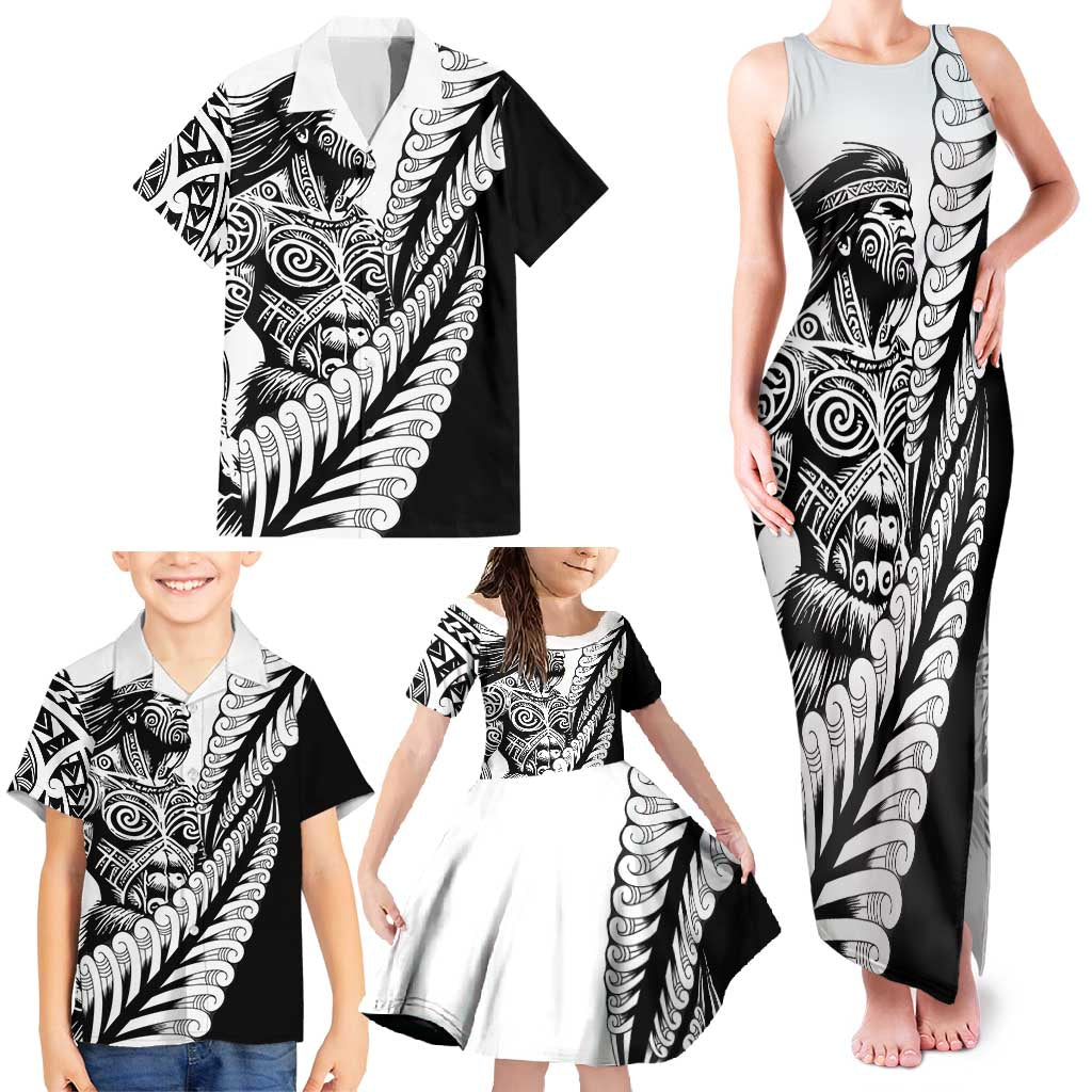 Koru Fern New Zealand Maori Tribal Warrior Family Matching Tank Maxi Dress and Hawaiian Shirt