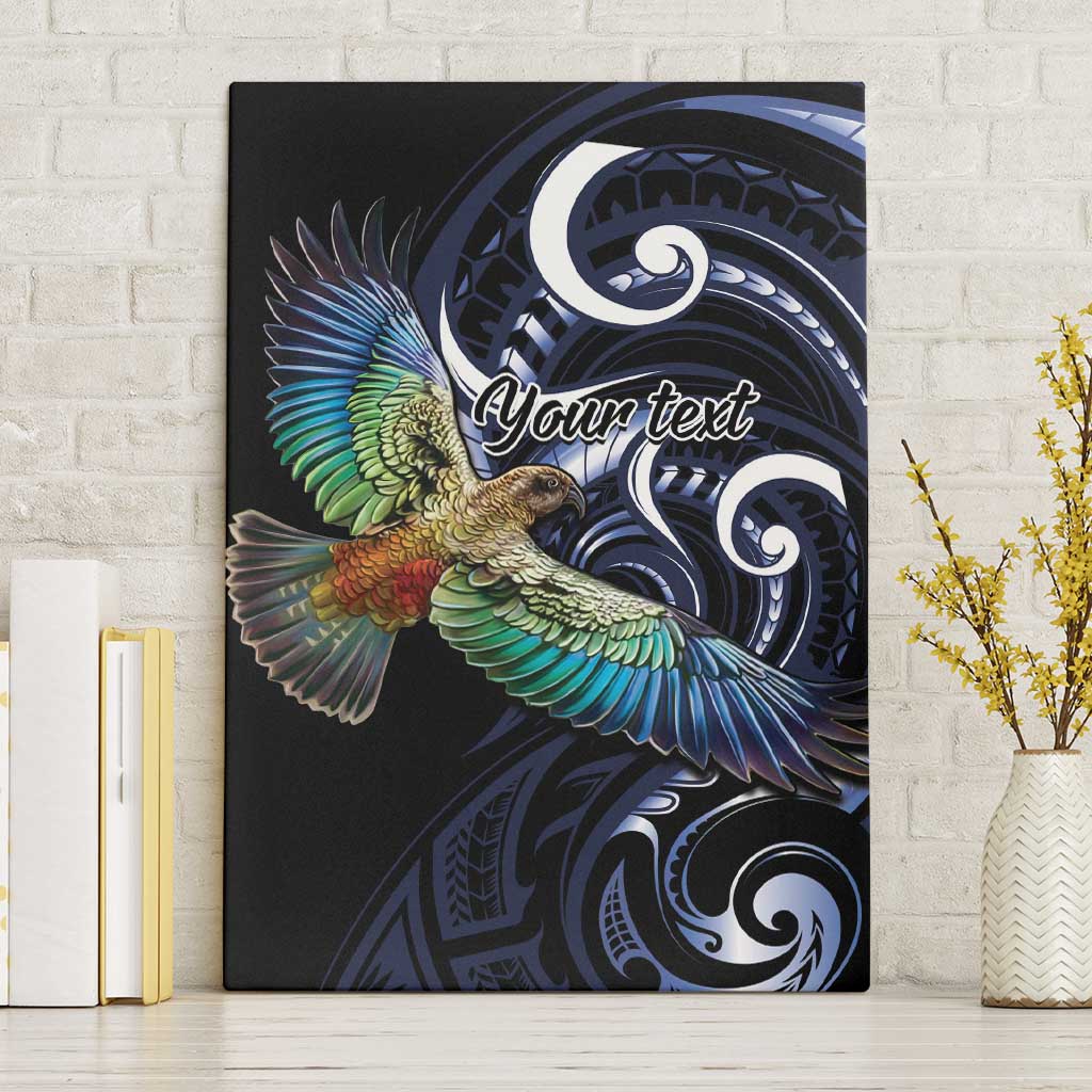 New Zealand Kea Bird Personalised Canvas Wall Art Maori Tribal Koru Art