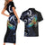 New Zealand Kea Bird Personalised Couples Matching Short Sleeve Bodycon Dress and Hawaiian Shirt Maori Tribal Koru Art