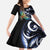 New Zealand Kea Bird Personalised Family Matching Short Sleeve Bodycon Dress and Hawaiian Shirt Maori Tribal Koru Art