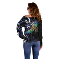 New Zealand Kea Bird Personalised Off Shoulder Sweater Maori Tribal Koru Art LT9 - Polynesian Pride
