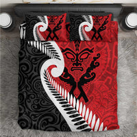 Silver Fern Koru Swirls with Maori Ta Moko Bedding Set LT9 Red - Polynesian Pride