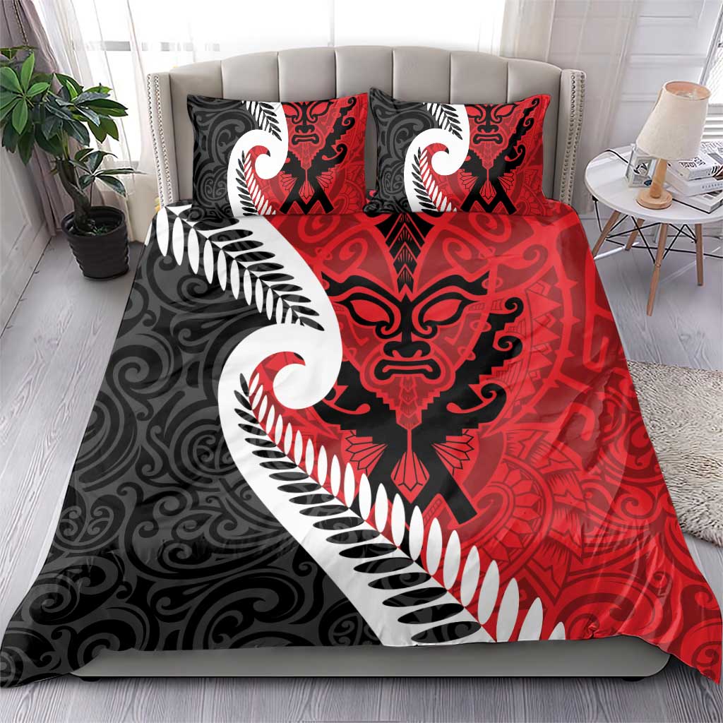 Silver Fern Koru Swirls with Maori Ta Moko Bedding Set LT9 - Polynesian Pride