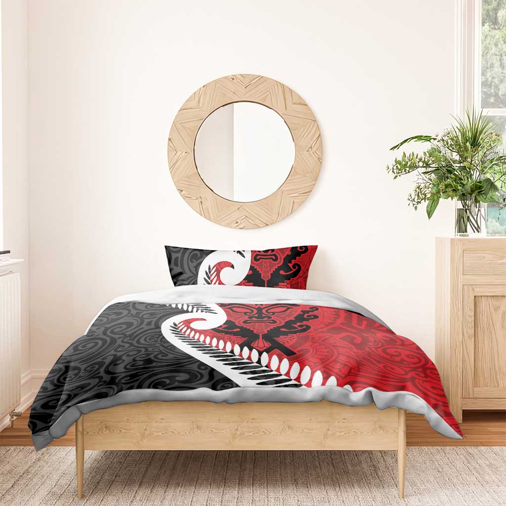 Silver Fern Koru Swirls with Maori Ta Moko Bedding Set LT9 - Polynesian Pride