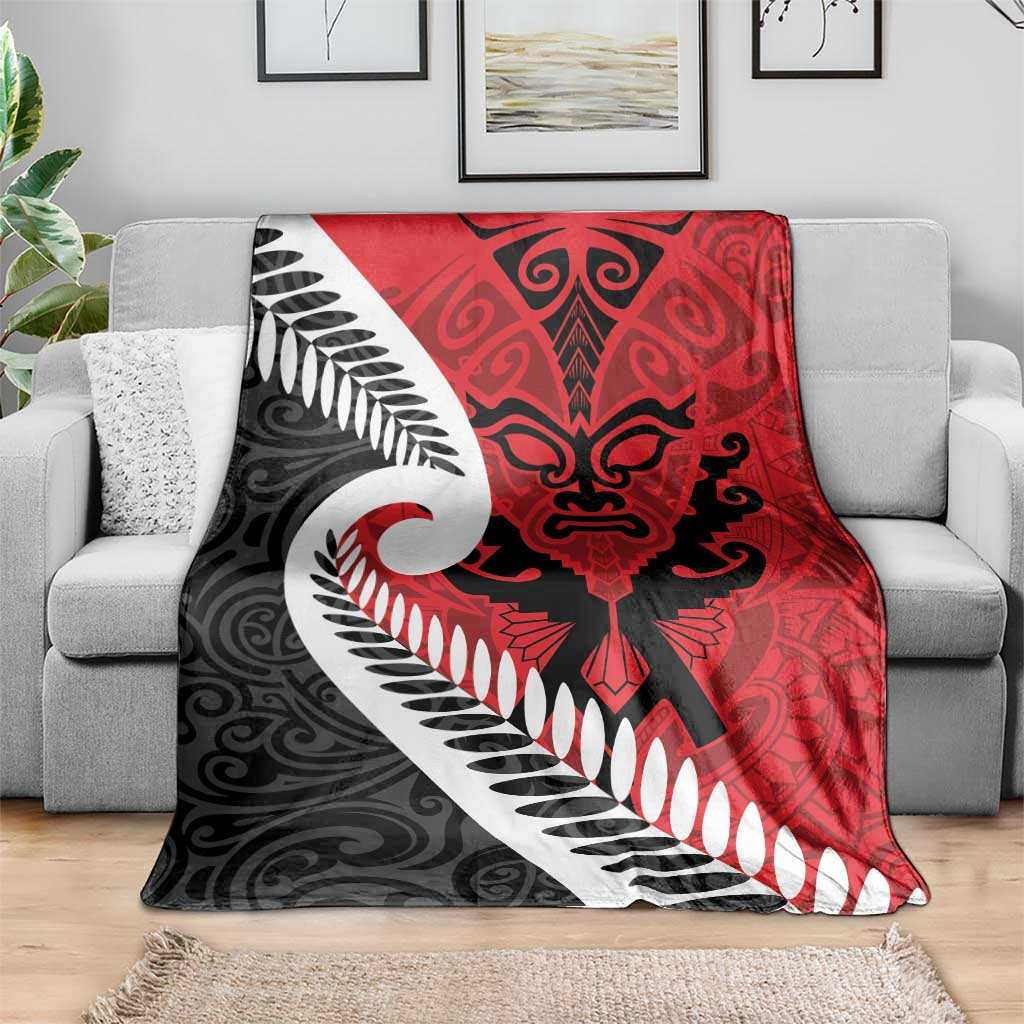 Silver Fern Koru Swirls with Maori Ta Moko Blanket LT9 - Polynesian Pride