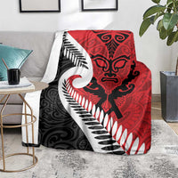 Silver Fern Koru Swirls with Maori Ta Moko Blanket LT9 - Polynesian Pride