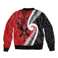 Silver Fern Koru Swirls with Maori Ta Moko Bomber Jacket LT9 - Polynesian Pride