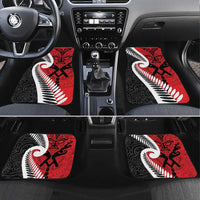 Silver Fern Koru Swirls with Maori Ta Moko Car Mats LT9 Set 4pcs Red - Polynesian Pride