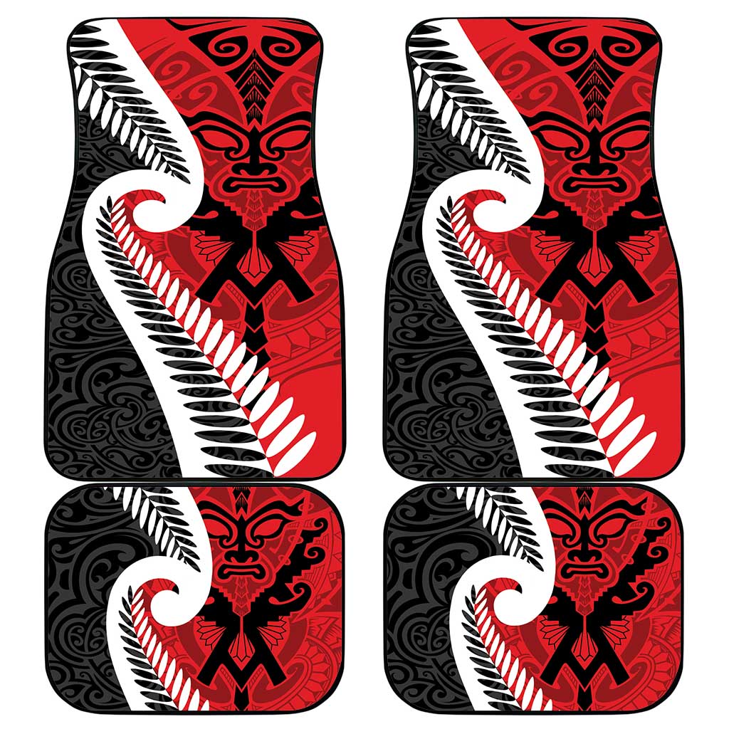 Silver Fern Koru Swirls with Maori Ta Moko Car Mats LT9 - Polynesian Pride