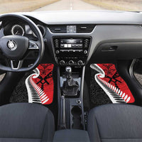 Silver Fern Koru Swirls with Maori Ta Moko Car Mats LT9 Set 2pcs - Front Red - Polynesian Pride