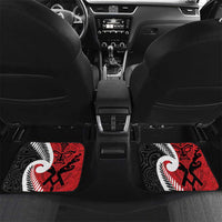 Silver Fern Koru Swirls with Maori Ta Moko Car Mats LT9 Set 2pcs - Back Red - Polynesian Pride