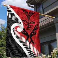 Silver Fern Koru Swirls with Maori Ta Moko Garden Flag LT9 - Polynesian Pride