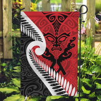 Silver Fern Koru Swirls with Maori Ta Moko Garden Flag LT9 Garden Flag Red - Polynesian Pride
