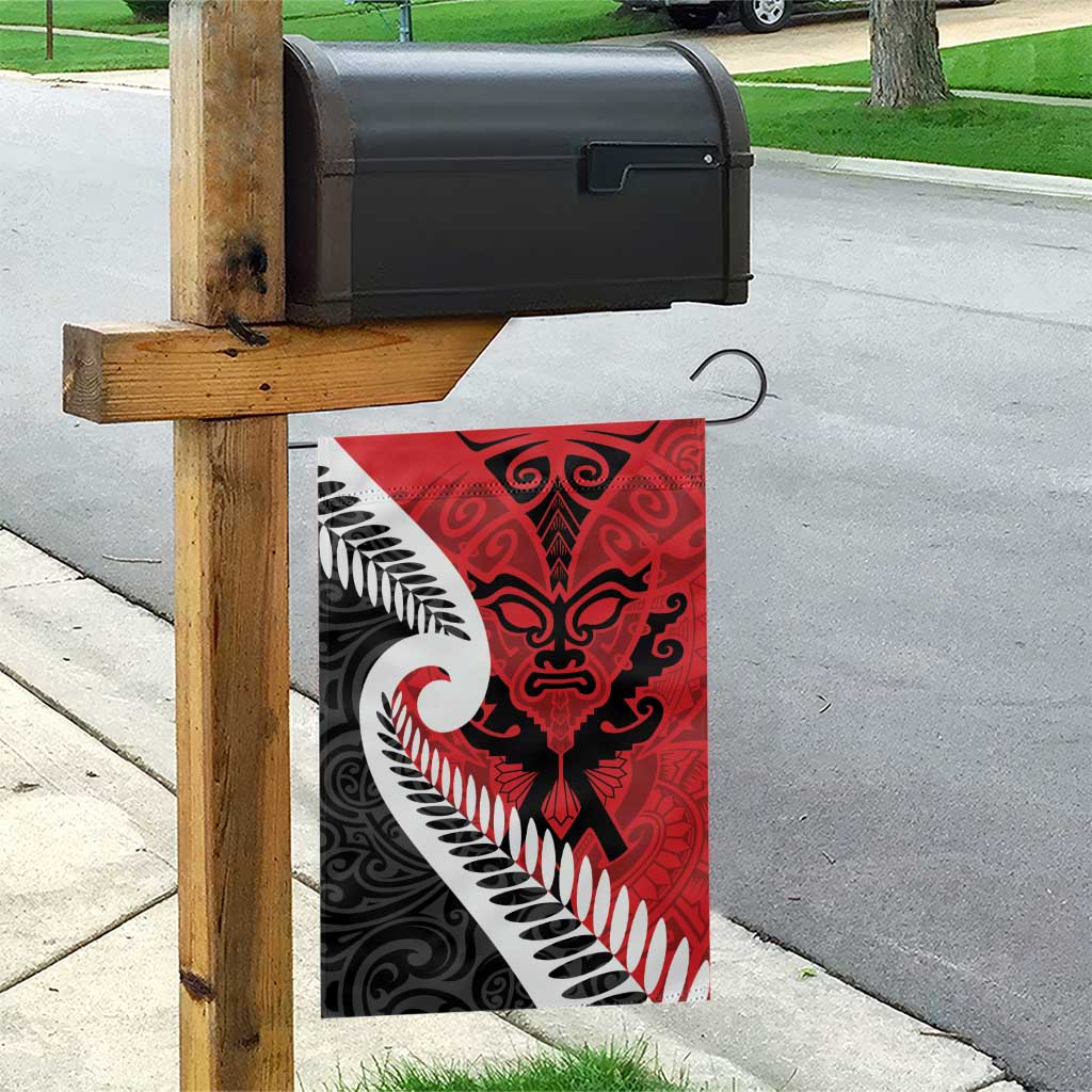 Silver Fern Koru Swirls with Maori Ta Moko Garden Flag LT9 - Polynesian Pride