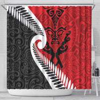 Silver Fern Koru Swirls with Maori Ta Moko Shower Curtain LT9 - Polynesian Pride