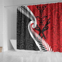 Silver Fern Koru Swirls with Maori Ta Moko Shower Curtain LT9 - Polynesian Pride