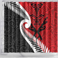 Silver Fern Koru Swirls with Maori Ta Moko Shower Curtain LT9 - Polynesian Pride