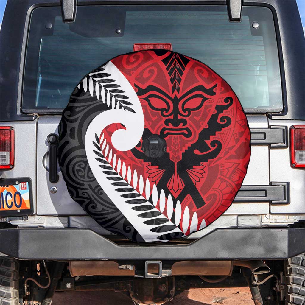 Silver Fern Koru Swirls with Maori Ta Moko Spare Tire Cover