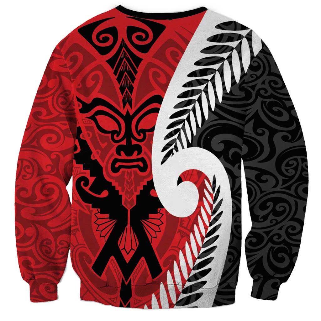 Silver Fern Koru Swirls with Maori Ta Moko Sweatshirt LT9 - Polynesian Pride