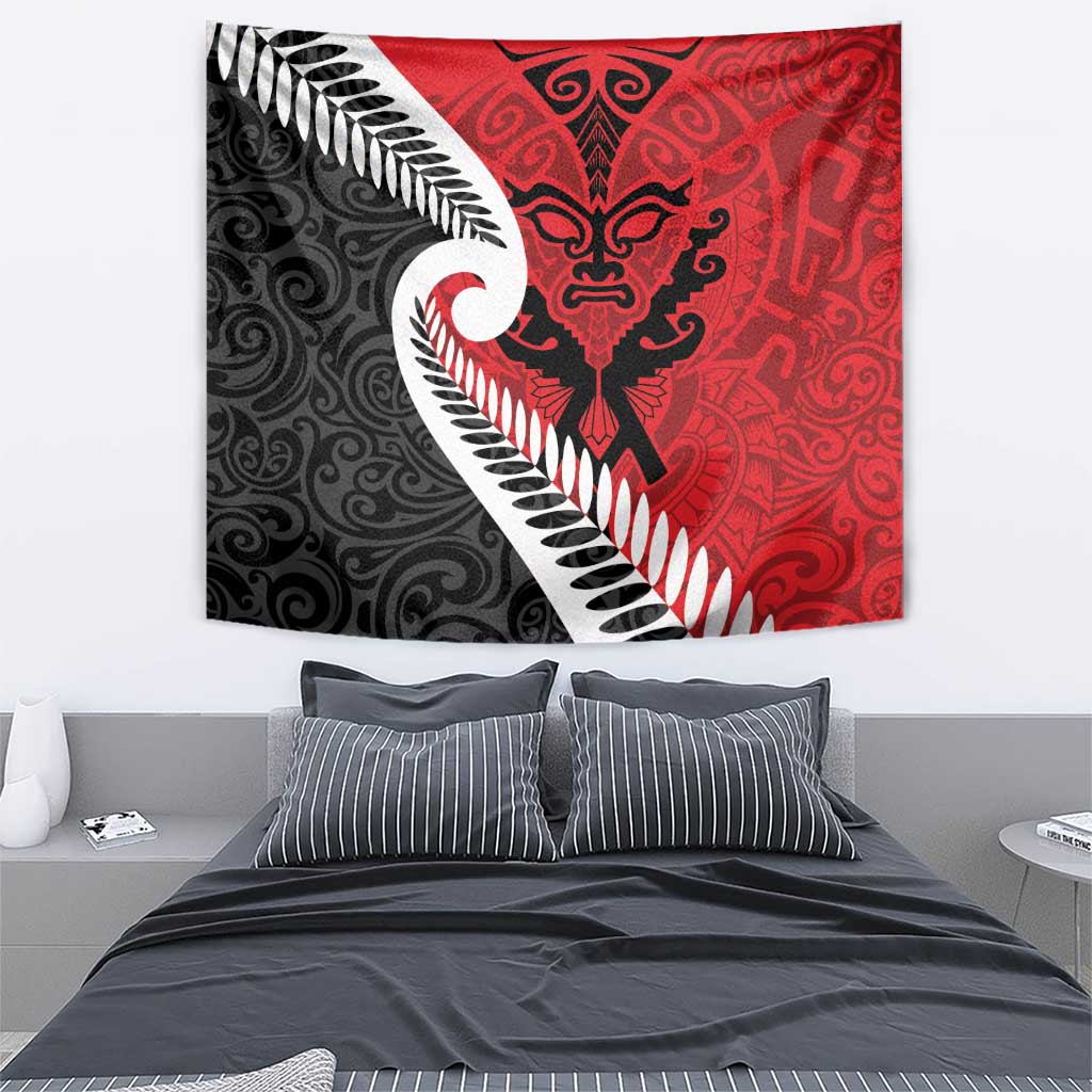 Silver Fern Koru Swirls with Maori Ta Moko Tapestry LT9 - Polynesian Pride