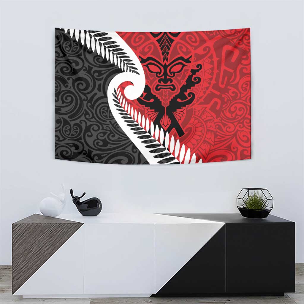 Silver Fern Koru Swirls with Maori Ta Moko Tapestry LT9 - Polynesian Pride