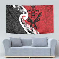 Silver Fern Koru Swirls with Maori Ta Moko Tapestry LT9 - Polynesian Pride