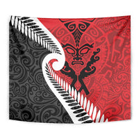 Silver Fern Koru Swirls with Maori Ta Moko Tapestry LT9 - Polynesian Pride