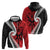 Silver Fern Koru Swirls with Maori Ta Moko Zip Hoodie