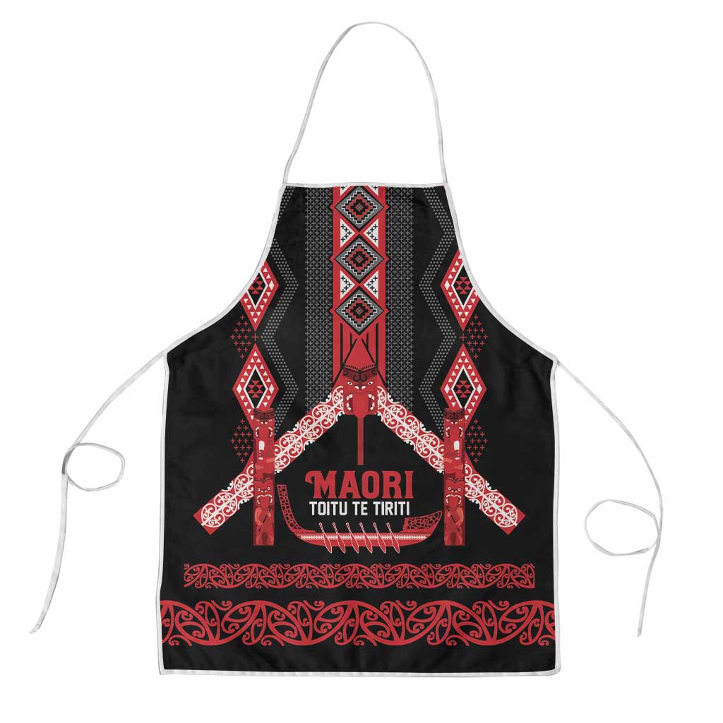 Toitu Te Tiriti Waitangi Apron Black Wharenui House LT9 Black - Polynesian Pride