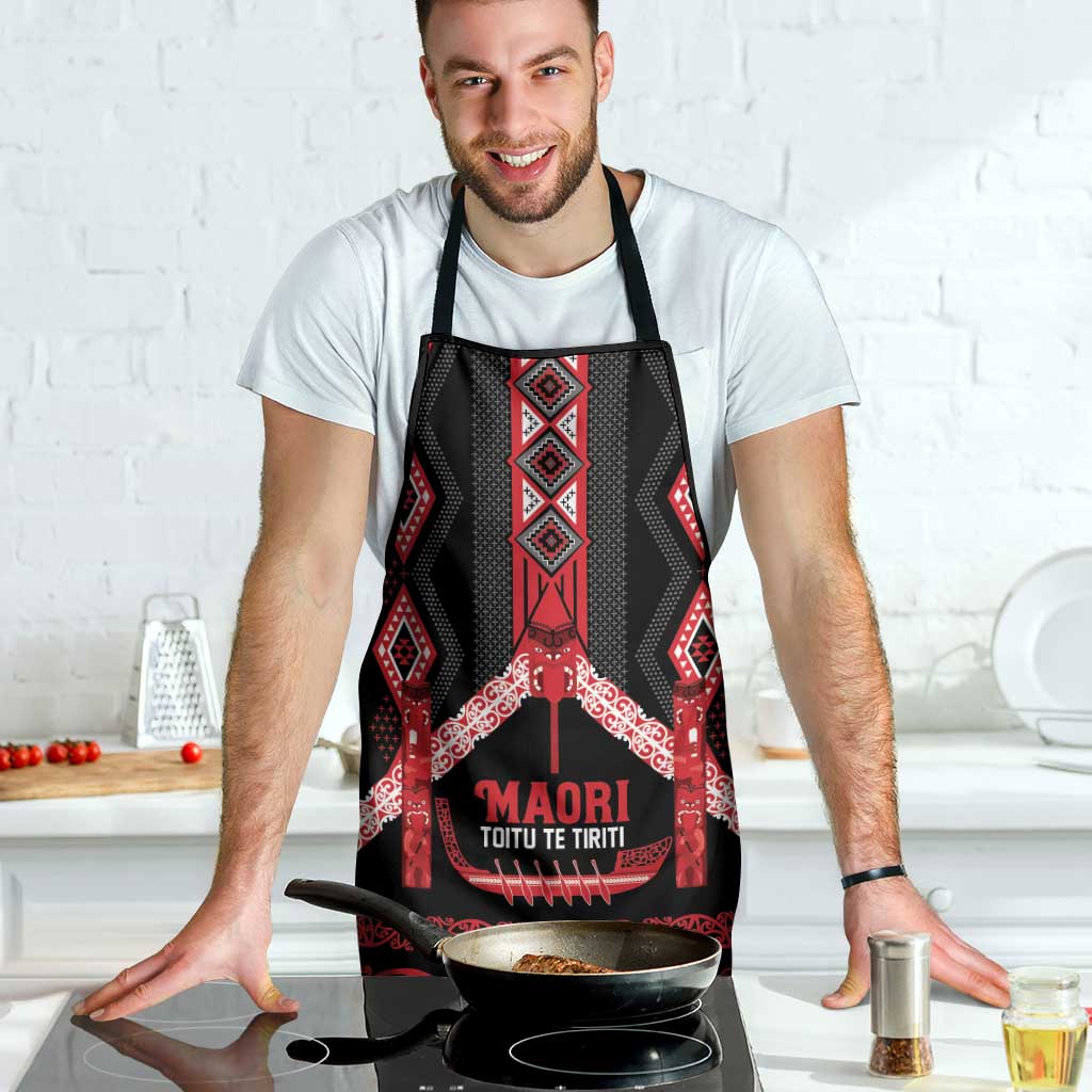 Toitu Te Tiriti Waitangi Apron Black Wharenui House LT9 - Polynesian Pride