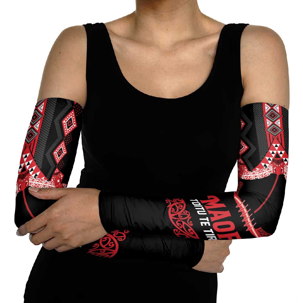 Toitu Te Tiriti Waitangi Arm Sleeves Black Wharenui House LT9 - Polynesian Pride