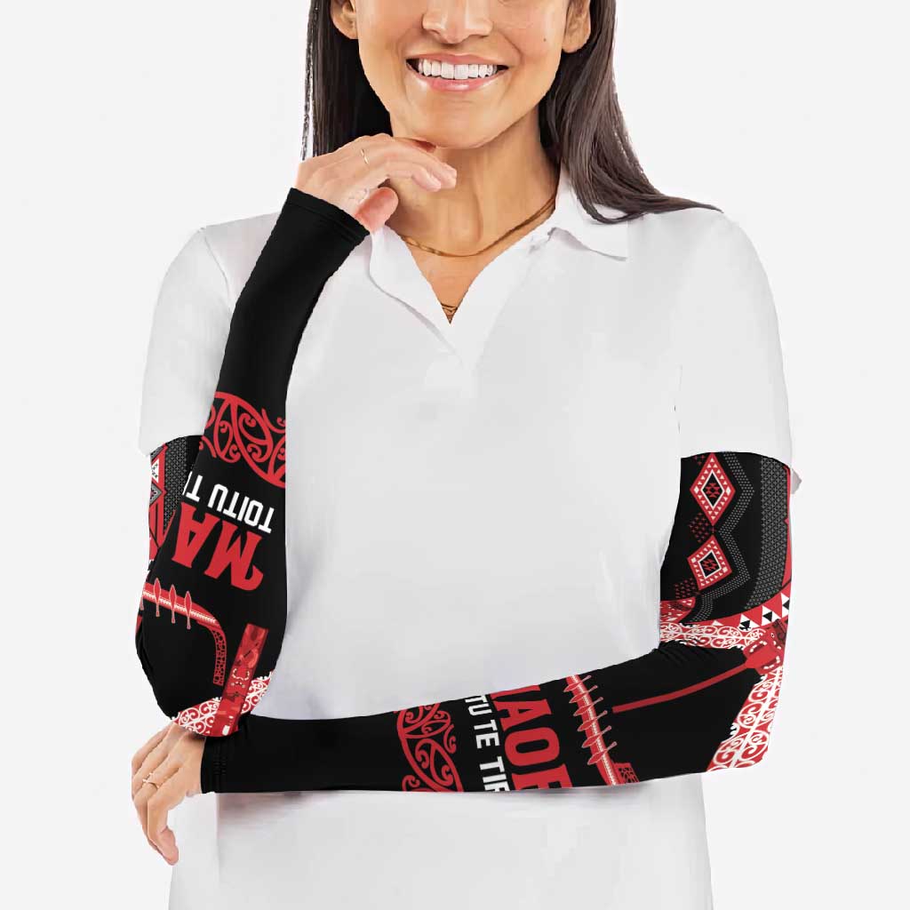 Toitu Te Tiriti Waitangi Arm Sleeves Black Wharenui House LT9 - Polynesian Pride