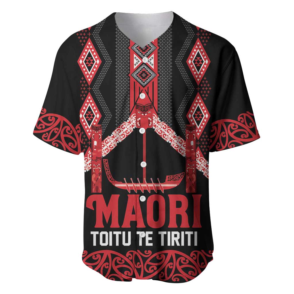 Toitu Te Tiriti Waitangi Baseball Jersey Black Wharenui House LT9 Black - Polynesian Pride