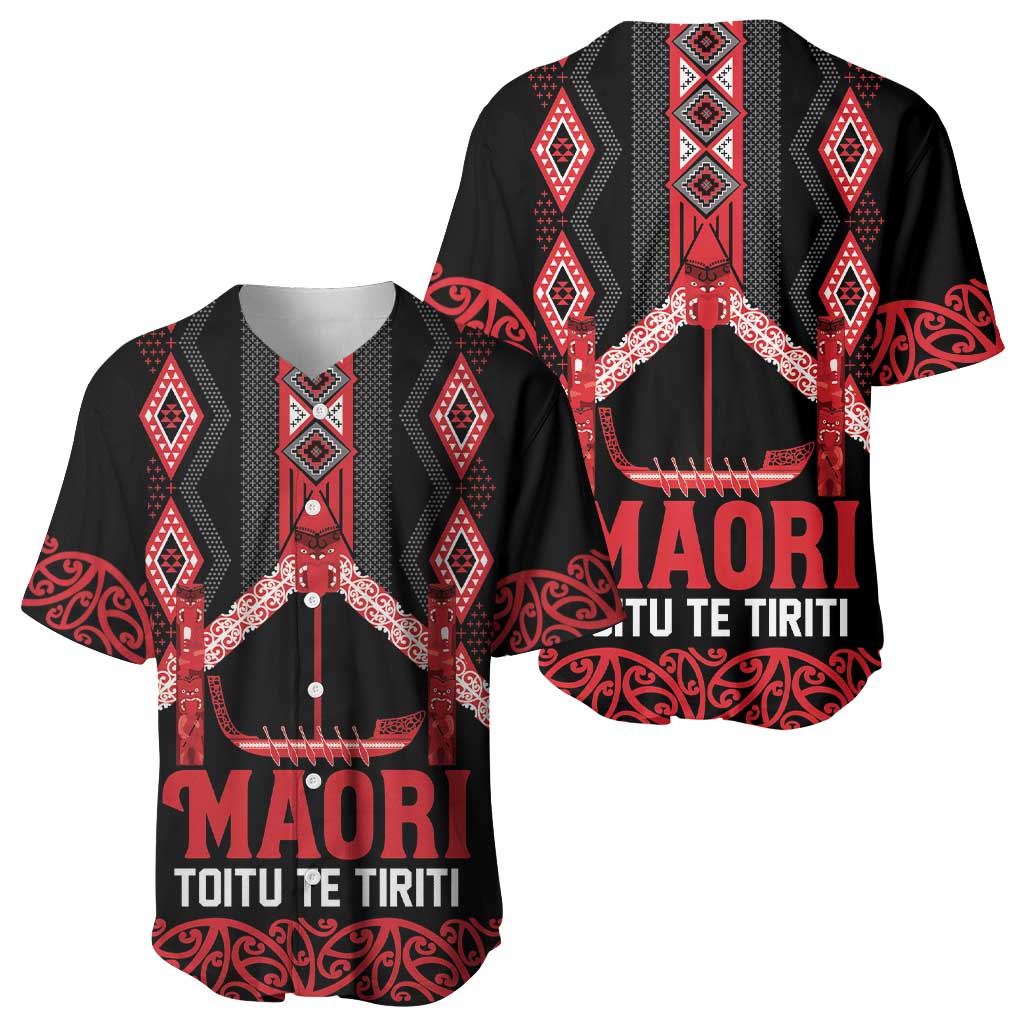Toitu Te Tiriti Waitangi Baseball Jersey Black Wharenui House LT9 - Polynesian Pride