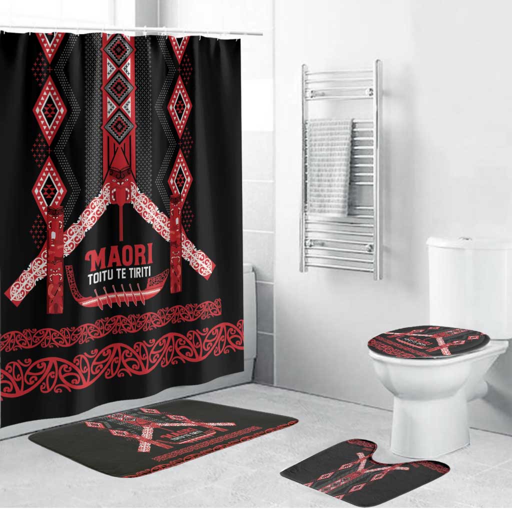 Toitu Te Tiriti Waitangi Bathroom Set Black Wharenui House LT9 Bathroom Set (4 pcs) Black - Polynesian Pride