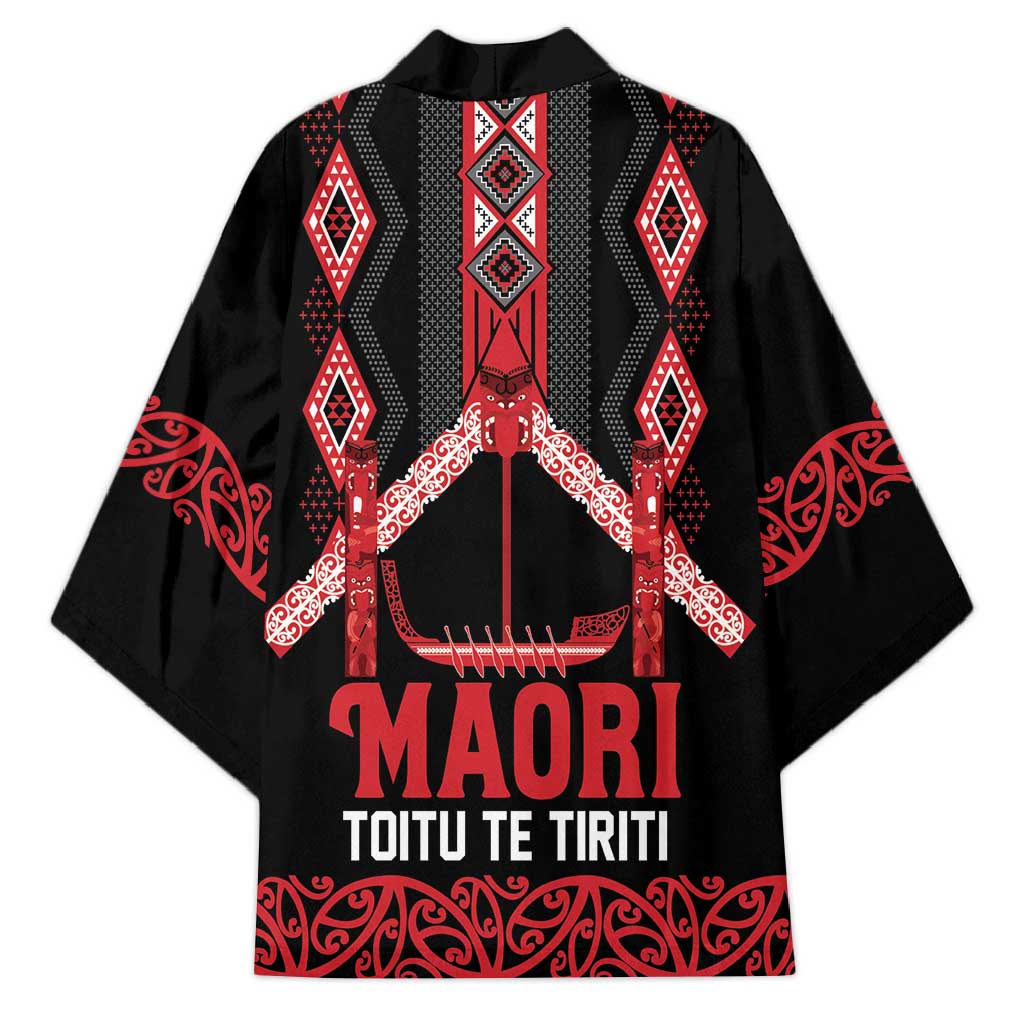 Toitu Te Tiriti Waitangi Kimono Black Wharenui House LT9 - Polynesian Pride