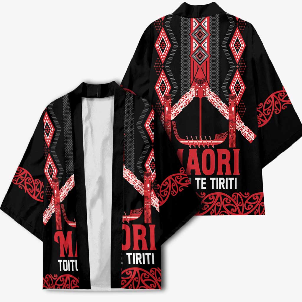 Toitu Te Tiriti Waitangi Kimono Black Wharenui House LT9 - Polynesian Pride