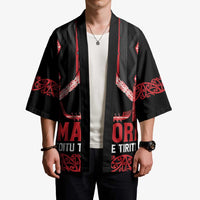 Toitu Te Tiriti Waitangi Kimono Black Wharenui House LT9 - Polynesian Pride