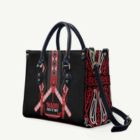 Toitu Te Tiriti Waitangi Leather Bag Black Wharenui House LT9 Black - Polynesian Pride