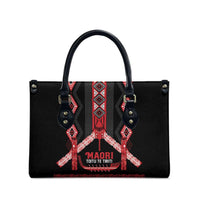 Toitu Te Tiriti Waitangi Leather Bag Black Wharenui House LT9 - Polynesian Pride