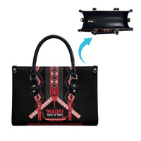 Toitu Te Tiriti Waitangi Leather Bag Black Wharenui House LT9 - Polynesian Pride