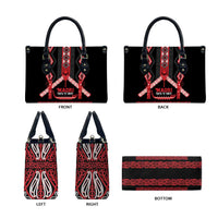 Toitu Te Tiriti Waitangi Leather Bag Black Wharenui House LT9 - Polynesian Pride