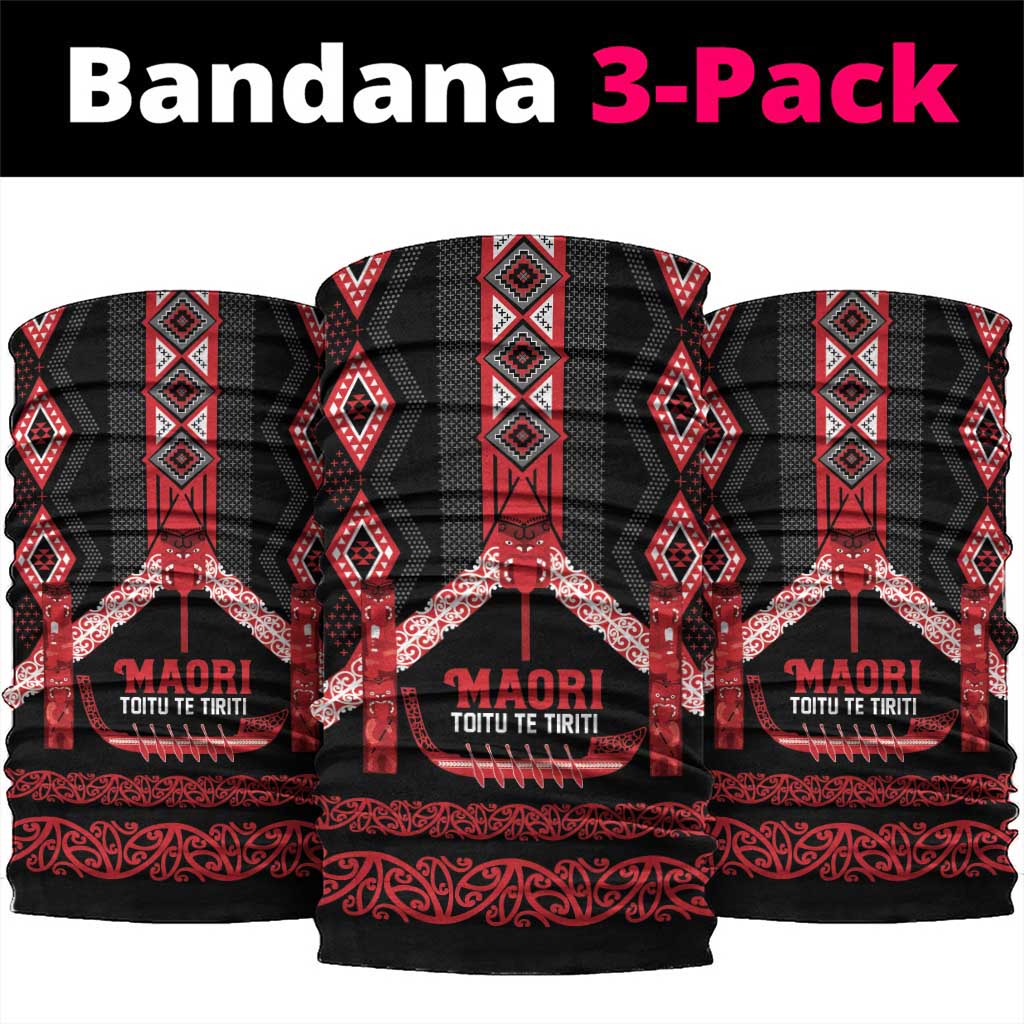 Toitu Te Tiriti Waitangi Neck Gaiter Black Wharenui House LT9 package One Size: 25*50cm Black - Polynesian Pride