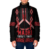 Toitu Te Tiriti Waitangi Padded Jacket Black Wharenui House LT9 Men Black - Polynesian Pride